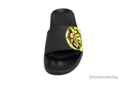 Versace Gomma St. Medusa Smile Black Bright Yellow Pool Slides