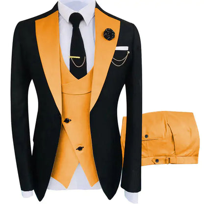 Elegant Luxury Men's 3-Piece Tuxedo Set - Jacket, Trousers, Vest