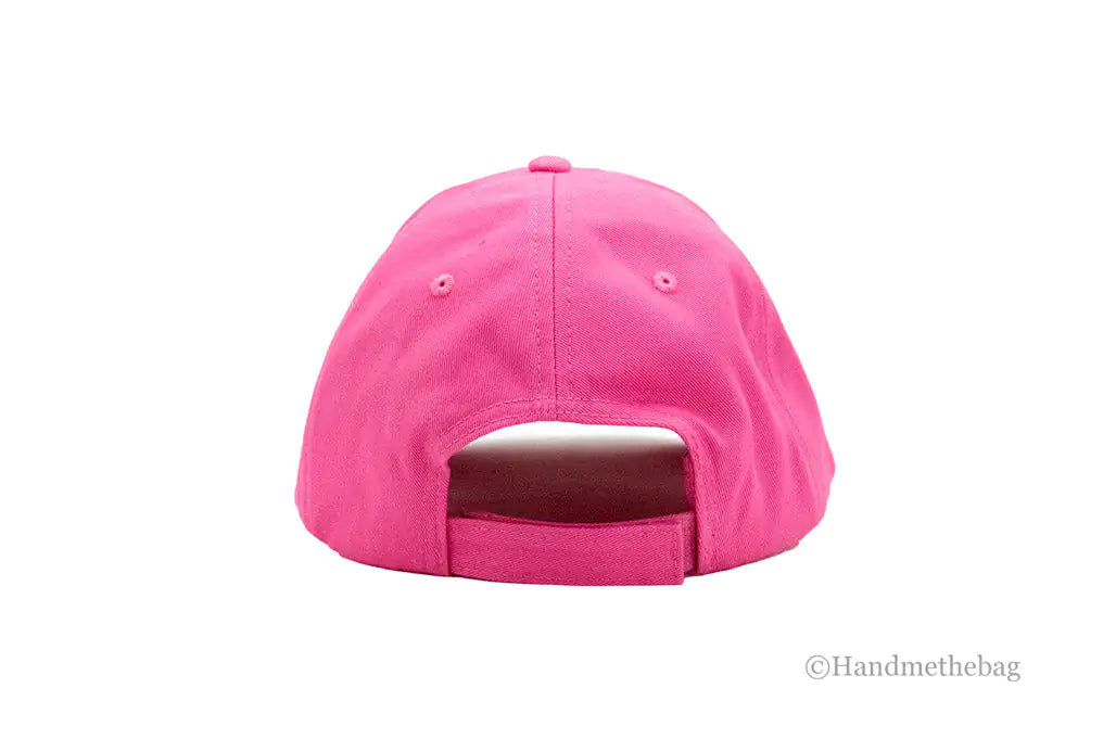 Cappello da baseball regolabile autentico Versace in cotone rosa acceso con logo ricamato