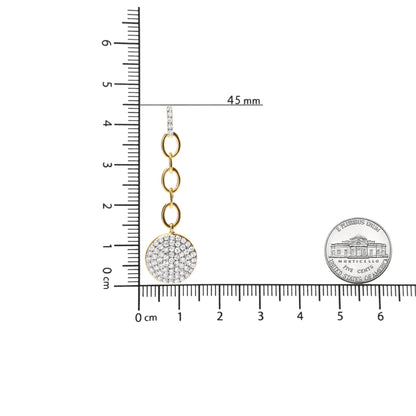 Gioielli - Orecchini pendenti a catena con cluster di diamanti compositi da 1,0 carati, placcati in oro giallo 18 carati, in argento sterling .925 (colore IJ, purezza I1-I2)