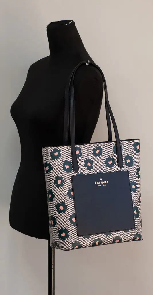 Kate Spade Daily Saffiano PVC Leather Herringbone Floral Tote