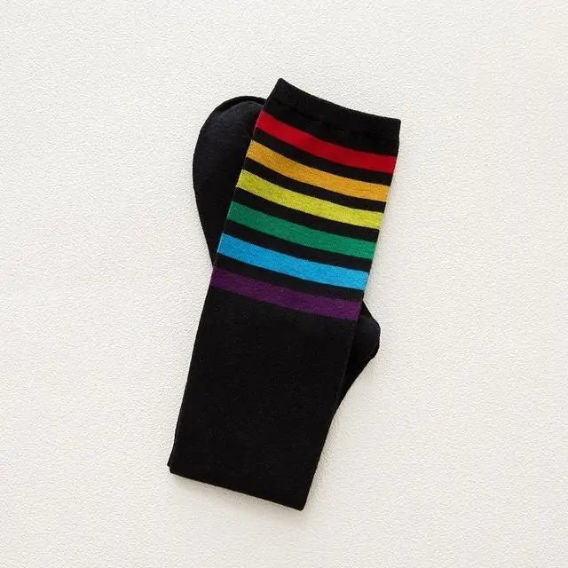 Rainbow Knee Cotton Socks