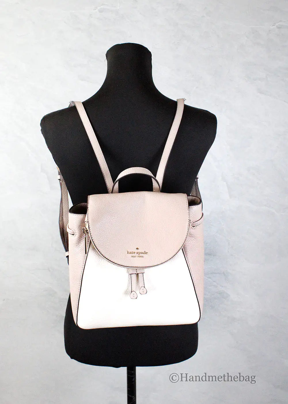 Kate Spade Leila Colorblock Warm Beige Leather Medium Backpack