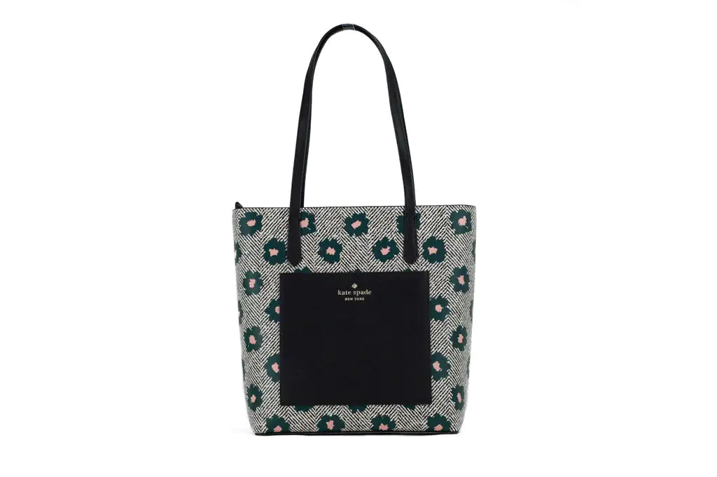 Kate Spade Daily Saffiano PVC Leather Herringbone Floral Tote