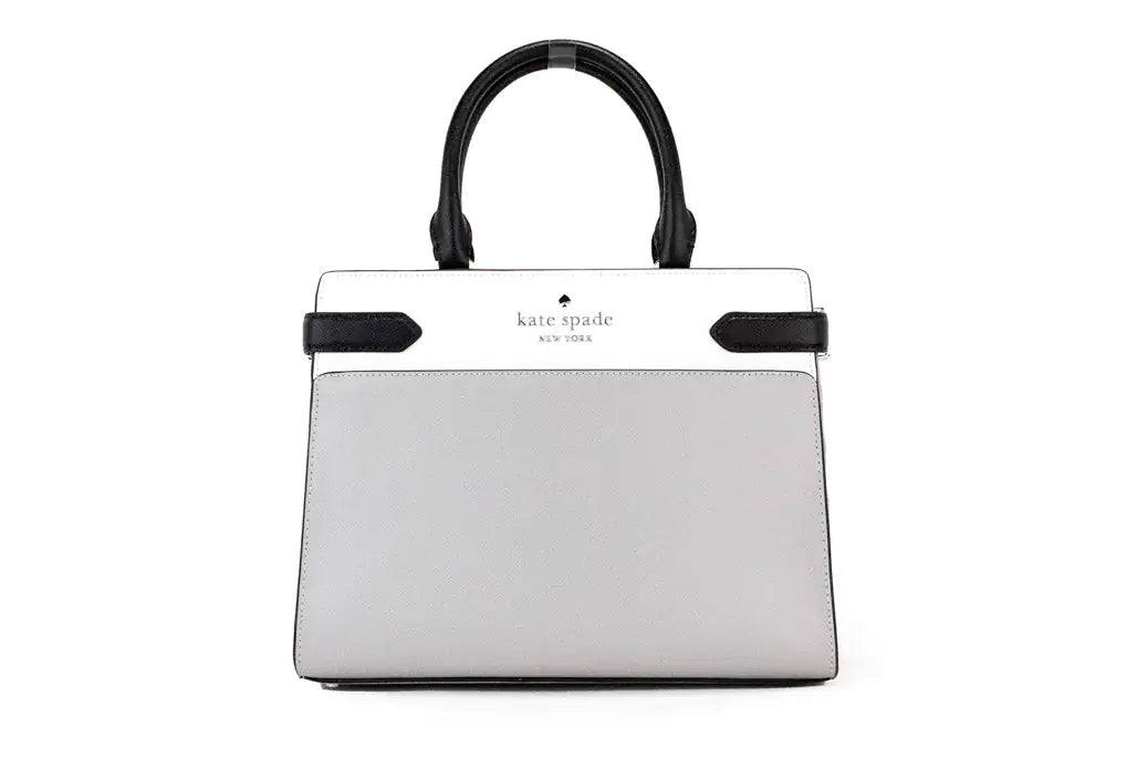 Kate Spade Staci Nimbus Grey Medium Saffiano Leather Crossbody Satchel Handbag