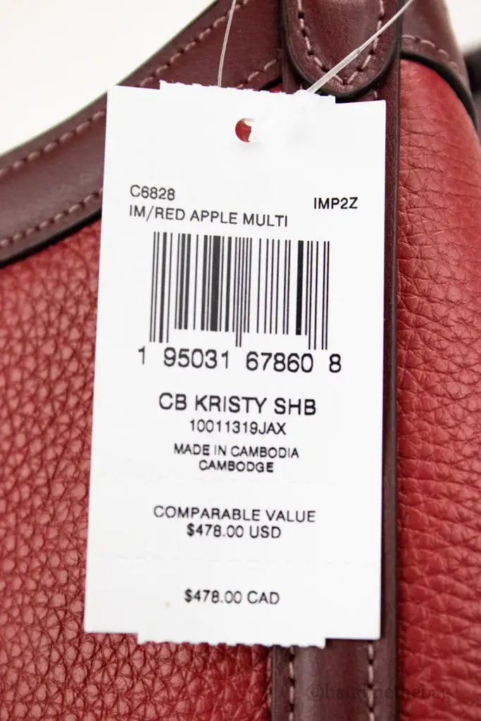 Coach Kristy Red Apple Leather Triple Compartment Shoulder Bag