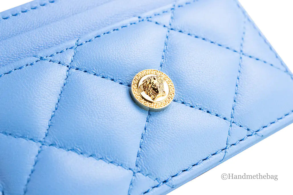 Versace Mini Medusa DV Blue Quilted Leather Card Case