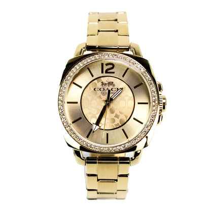 Reloj de pulsera Coach Boyfriend con bisel de cristal en tono dorado amarillo