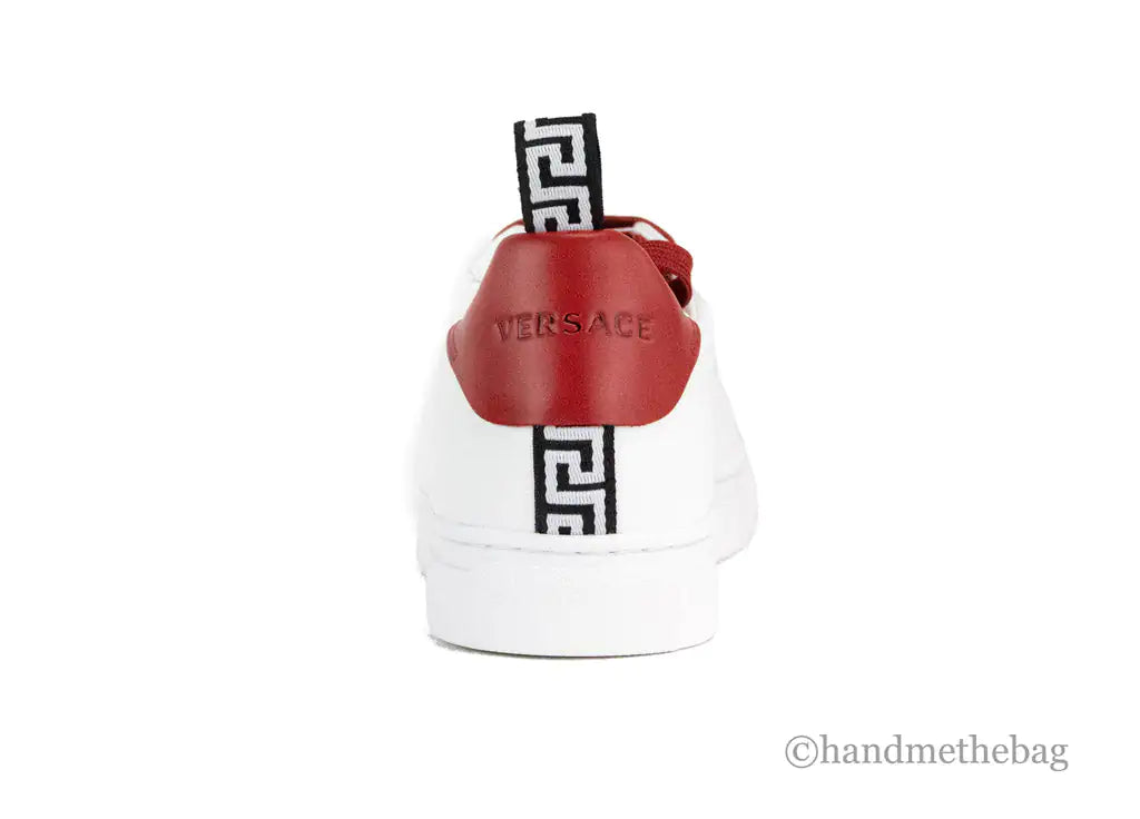 Versace White Red Vitello Leather Gianni Versace Signature Sneakers