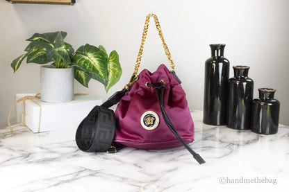 Versace Small Dahlia Nylon Medusa Pendant Bucket Chain Crossbody