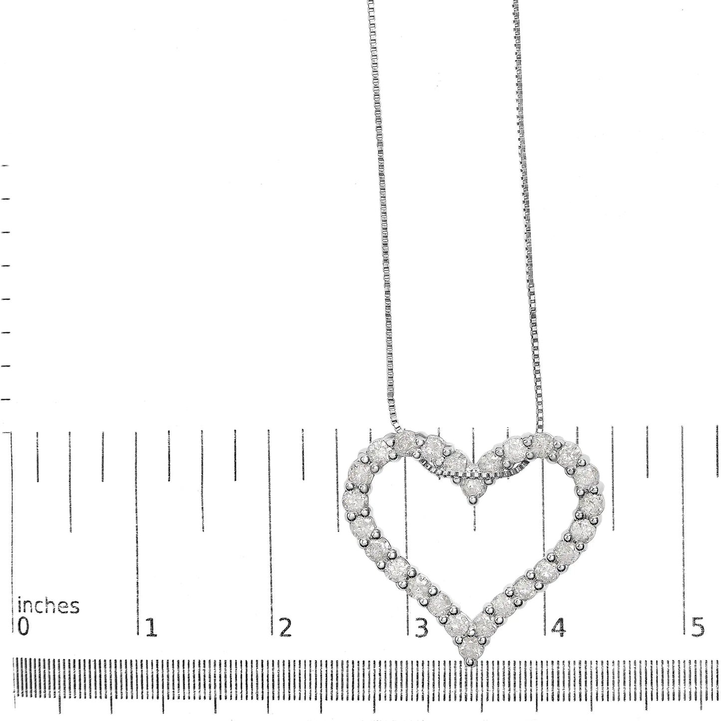 Gioielli - Collana con ciondolo a forma di cuore aperto con diamanti da 2,0 ct in argento sterling .925, lunghezza 18" (colore IJ, purezza I2-I3)