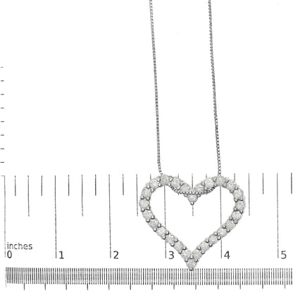 Gioielli - Collana con ciondolo a forma di cuore aperto con diamanti da 2,0 ct in argento sterling .925, lunghezza 18" (colore IJ, purezza I2-I3)