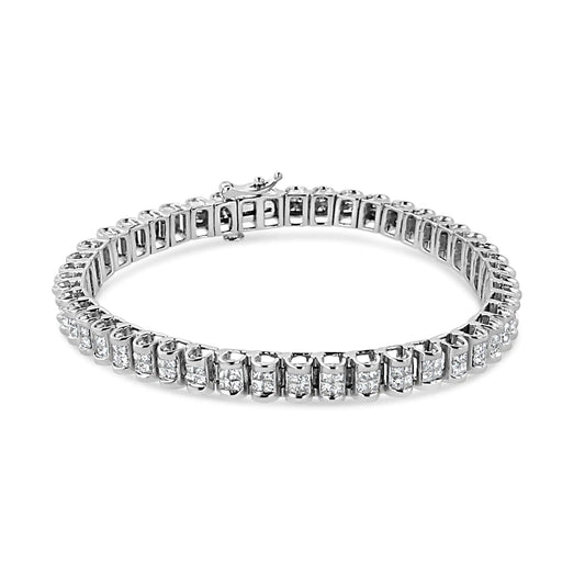 Jewelry - 14K White Gold 3.00 Cttw Princess Diamond Composite Link Tennis Bracelet (I-J Color, I1-I2 Clarity) - 7.25"