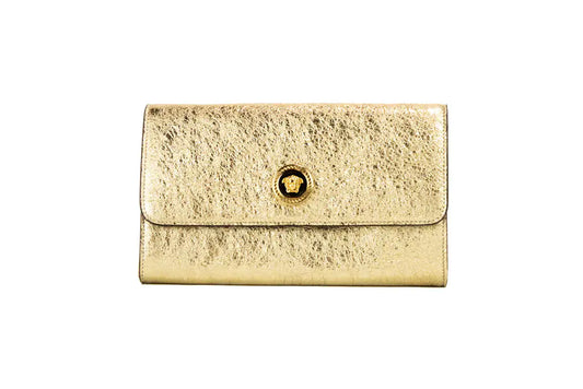 Versace Small Metallic Gold Lamb Leather Evening Clutch