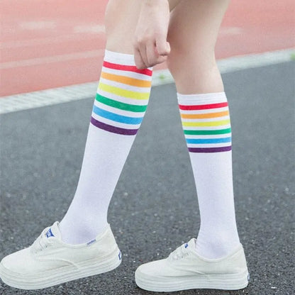 Rainbow Knee Cotton Socks