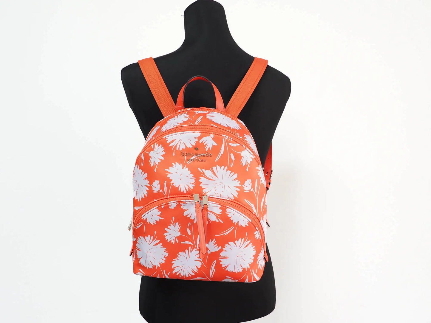 Kate Spade Karissa Wild Bloom Bright Orange Nylon Backpack