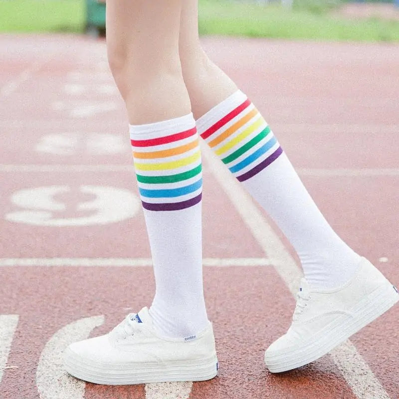 Rainbow Knee Cotton Socks