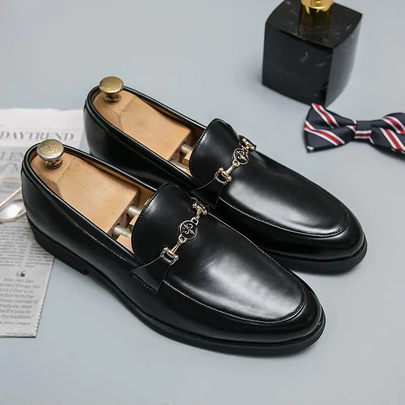 "Rainbow Galore Top Pick" Elegant Classic Metal Chain Loafers Men's