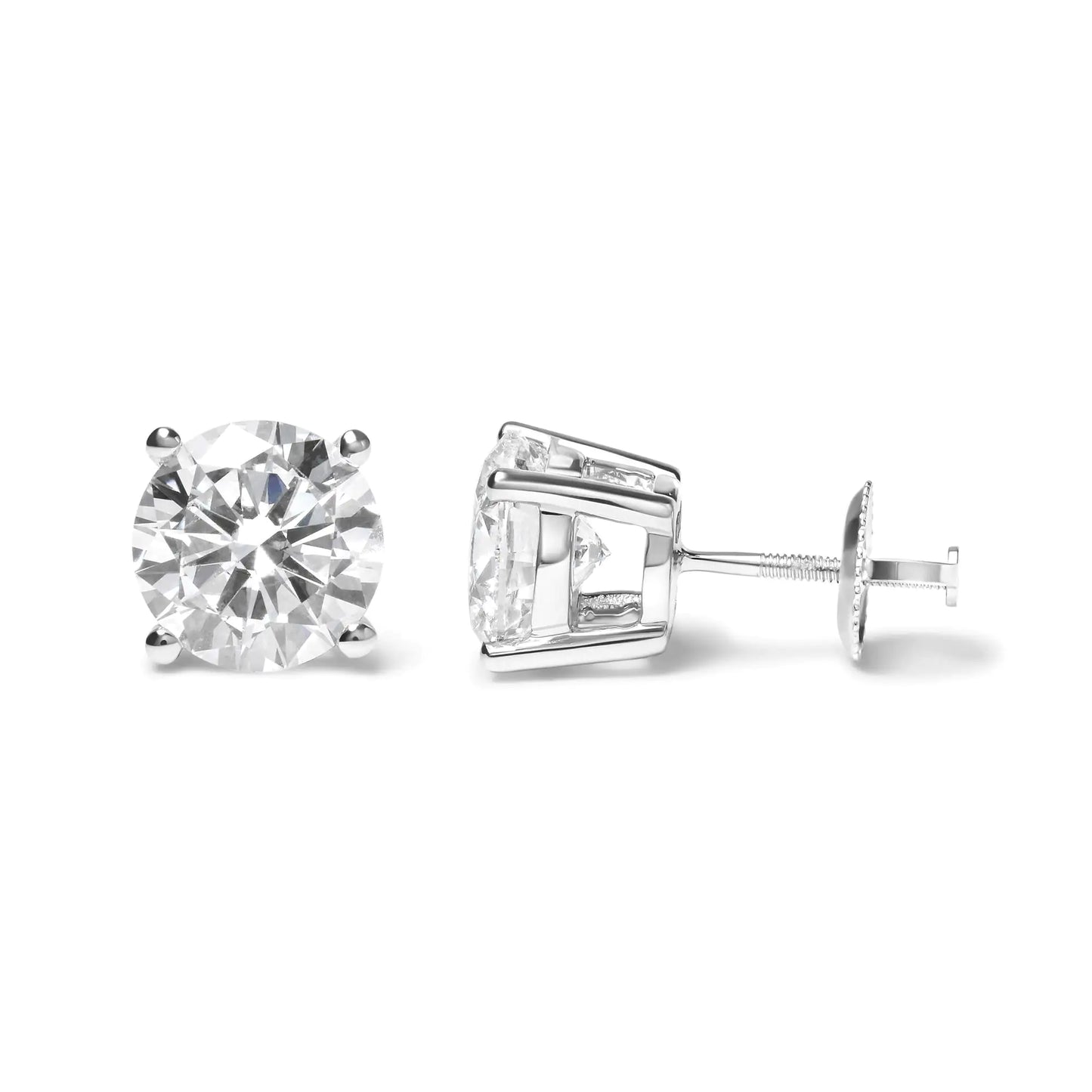 Jewelry -  GIA Certified 14K White Gold 6.0 Cttw 4-Prong Round Brilliant Cut Diamond Solitaire Stud Earrings with Screw Backs (F Color, VS2 Clarity)