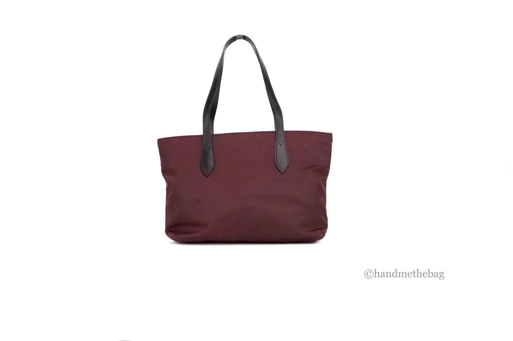 Borsa tote piccola in nylon Econyl con logo Burberry Burgundy