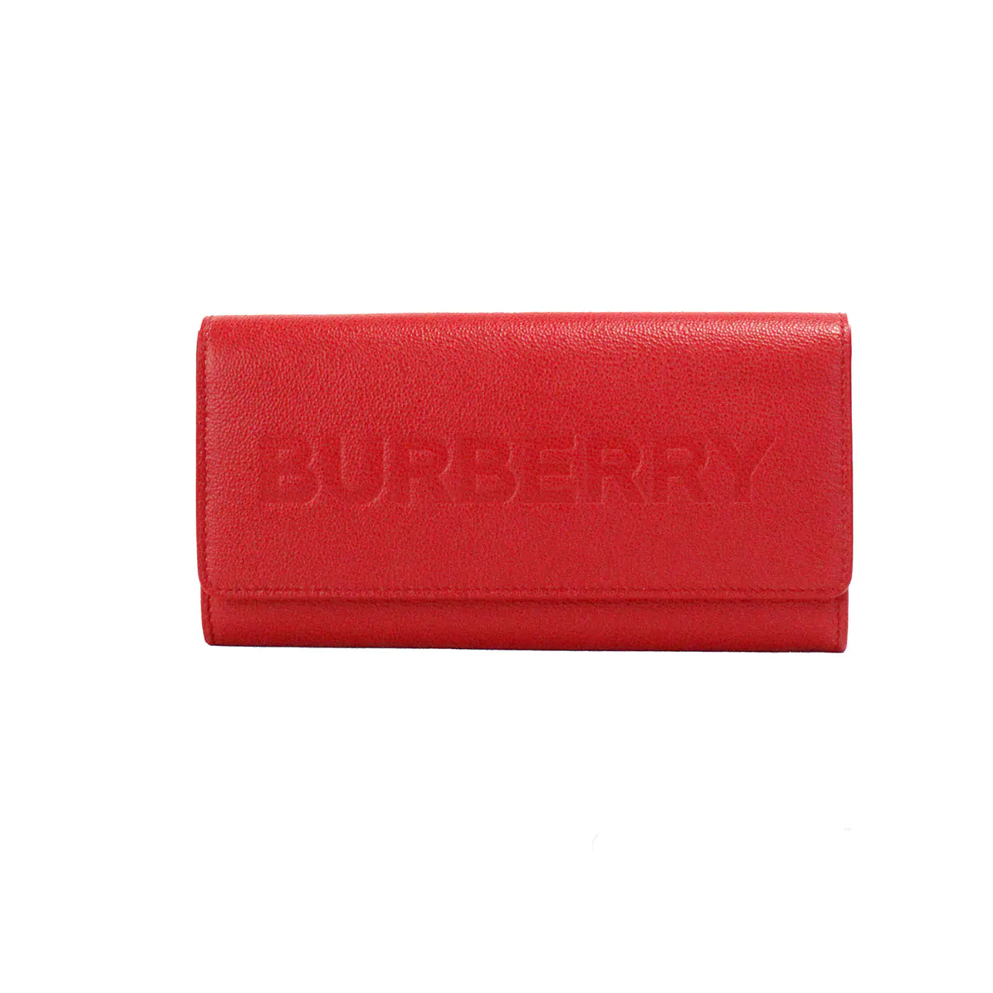 Burberry Porter Red Leather Branded Embossed Clutch Flap Wallet