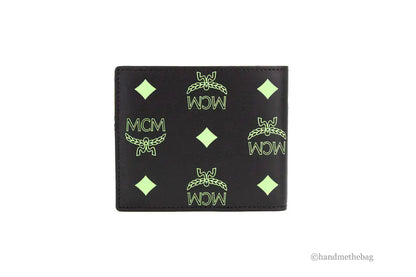 MCM Small Black Summer Green Smooth Visetos Monogram Wallet