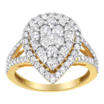 Jewelry - 2 Micron Yellow Plated Sterling Silver Diamond Cluster Ring (1 1/2 cttw, J-K Color, I1-I2 Clarity)