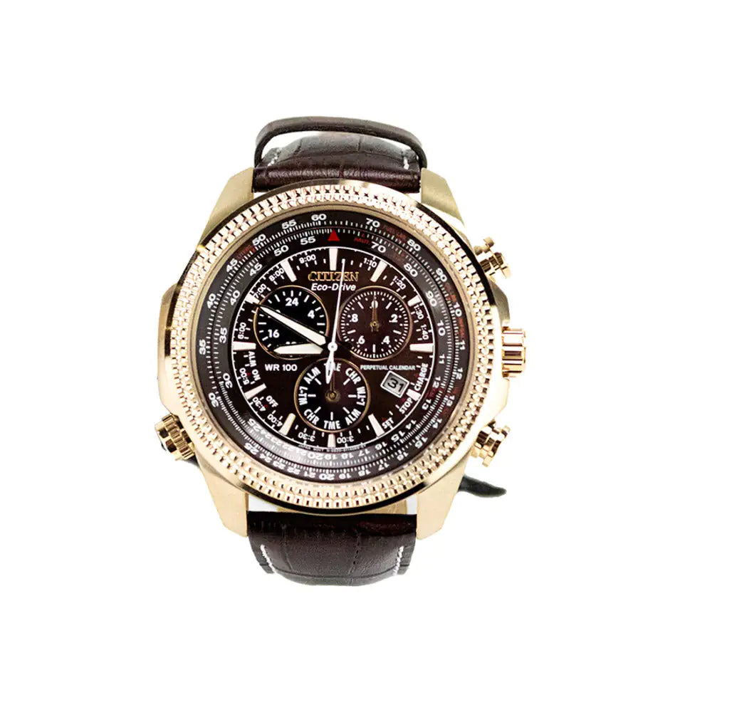 Citizen Perpetual Calendar Chrono Crocodile Print Leather Strap Watch