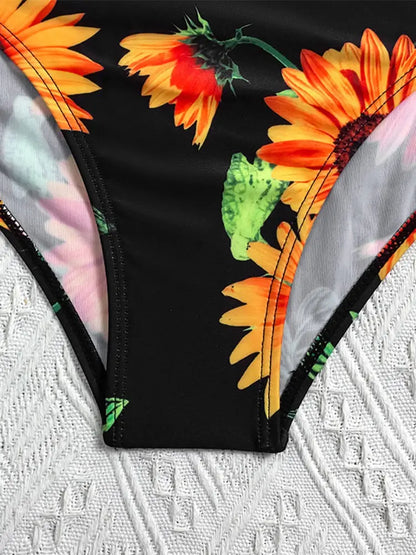 Floral High-Waist Bikini Set