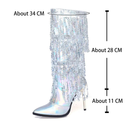 Elegant Platinum Stellar High Heel Boots