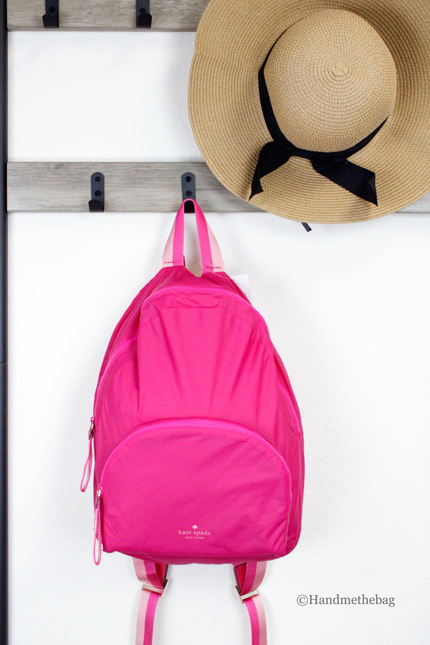 "Rainbow Galore Top Pick" Kate Spade Arya Medium Bright Magenta Nylon Packable Backpack