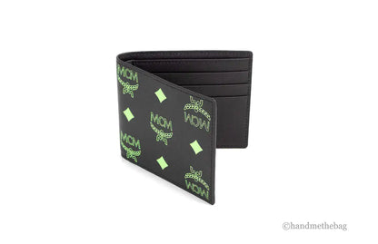 MCM Small Black Summer Green Smooth Visetos Monogram Wallet