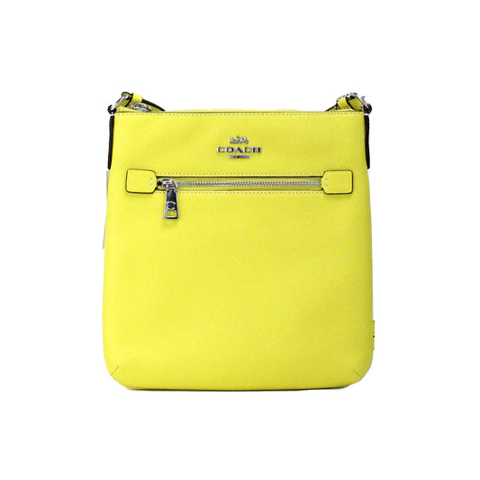 "Rainbow Galore Top Pick" Coach Rowan Mini Bright Yellow Leather File Crossbody