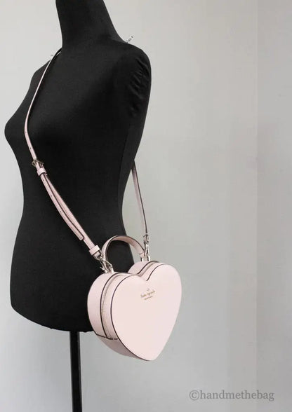 Kate Spade Love Shack Chalk Pink Saffiano Leather Top Handle Heart Crossbody Borsa a mano