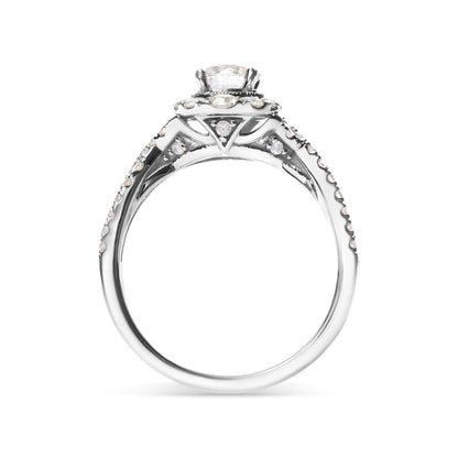 Jewelry - 14k White Gold GIA Certified 1 1/5 Cttw Diamond Oval Halo Shaped Engagement Ring (G-H Color, SI1-SI2 Clarity) - Ring Size 7