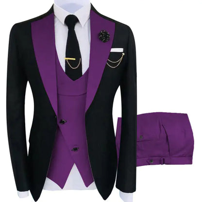 Elegant Luxury Men's 3-Piece Tuxedo Set - Jacket, Trousers, Vest