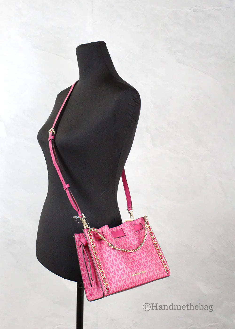 Michael Kors Mina Belted Pink PVC Chain Crossbody Bag