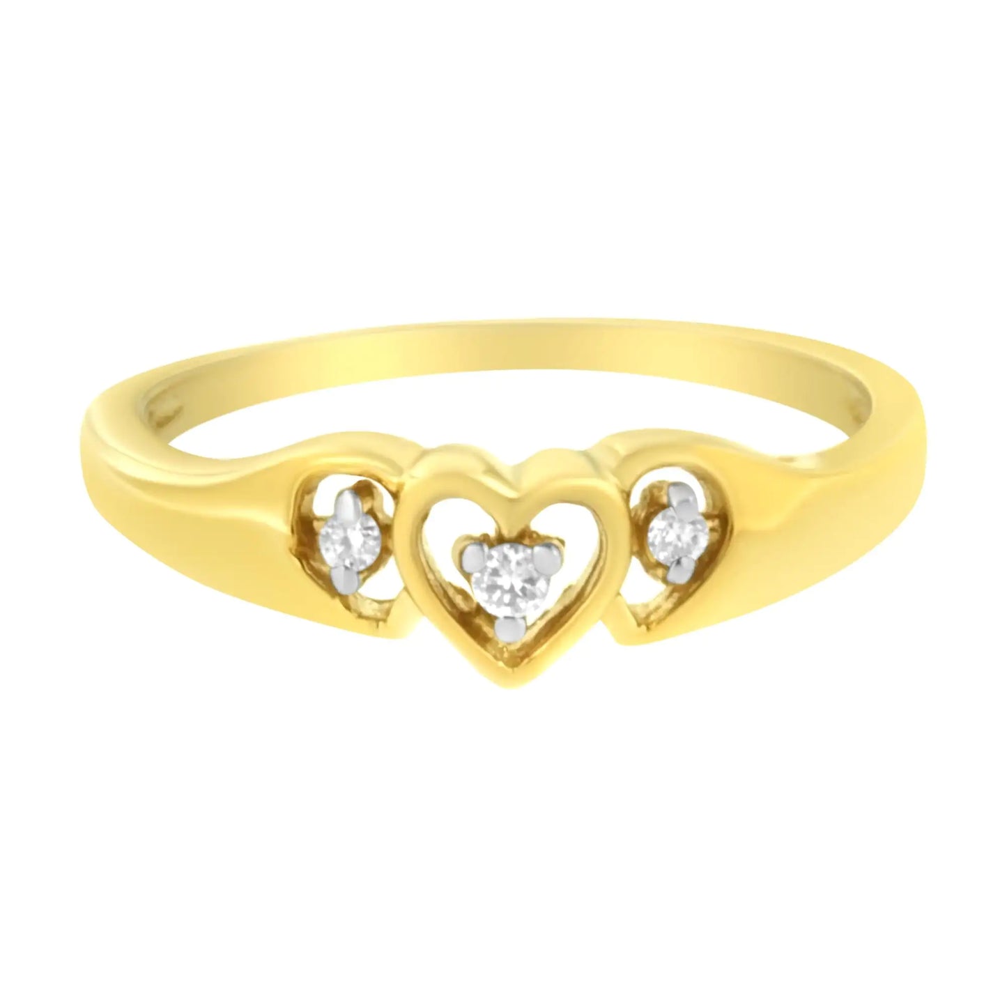 Jewelry - 10KT Yellow Gold 1/20 cttw Diamond Triple Heart Diamond Ring (K-L, I1-I2)