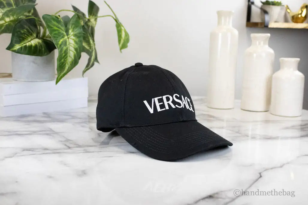 Versace Black Cotton Embroidered Logo Adjustable Baseball Hat