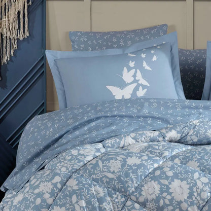 Hobby Hira Blue - Set da letto matrimoniale in popeline