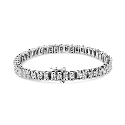 Jewelry - 14K White Gold 3.00 Cttw Princess Diamond Composite Link Tennis Bracelet (I-J Color, I1-I2 Clarity) - 7.25"