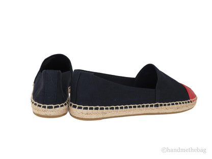 Tory Burch Recycled Canvas Navy Red Colorblock Espadrilles