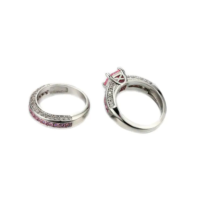 Jubilee Set of 2 Stacking Rings In Pure Crystal Love On Platinum Plating