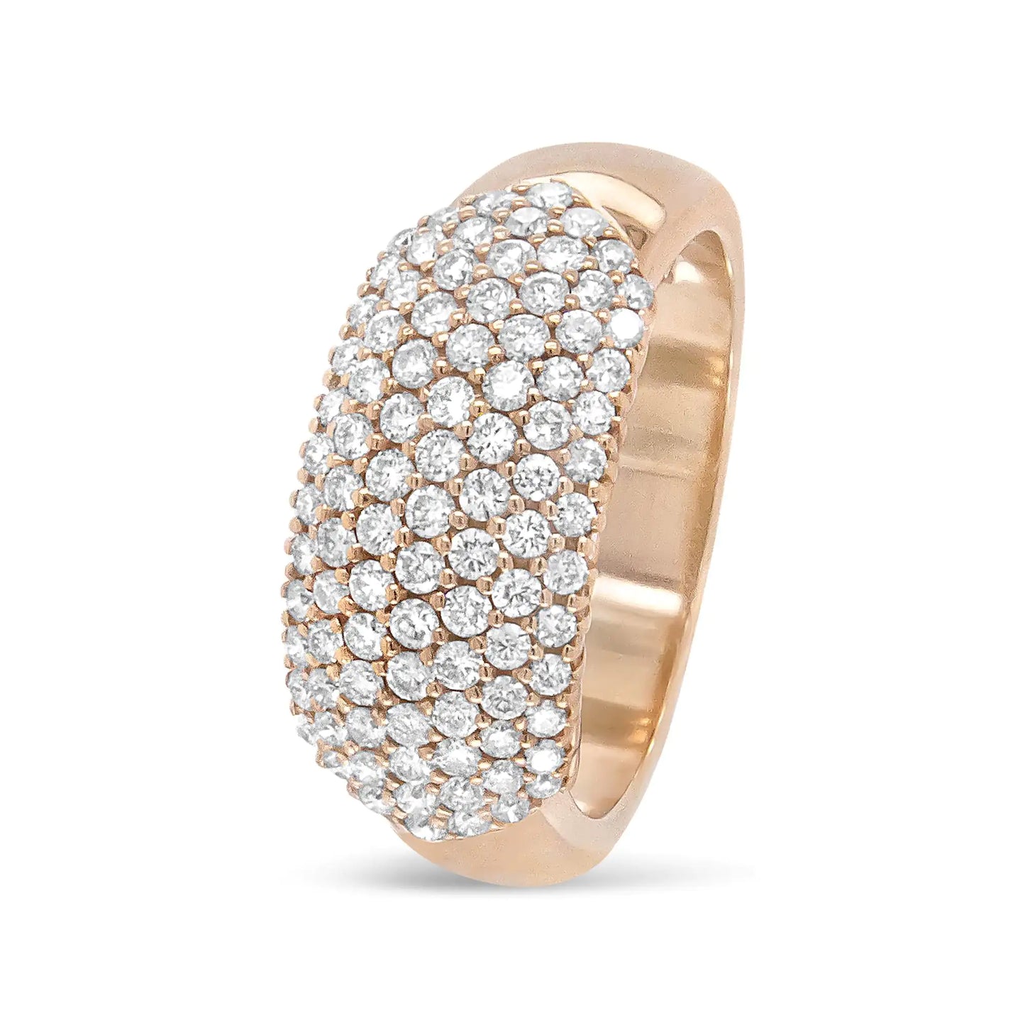 Jewelry - 18K Rose Gold 1.00 Cttw Diamond Multi Row Dome Band Ring (F-G Color, VS1-VS2 Clarity)