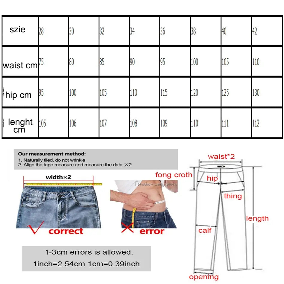 Men Jeans Straight Cotton High Quality Denim Pants