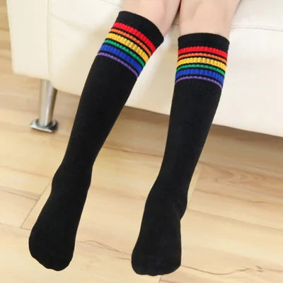 Rainbow Knee Cotton Socks