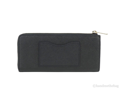 Tory Burch Emerson Black Leather L- Zip Continental Wallet