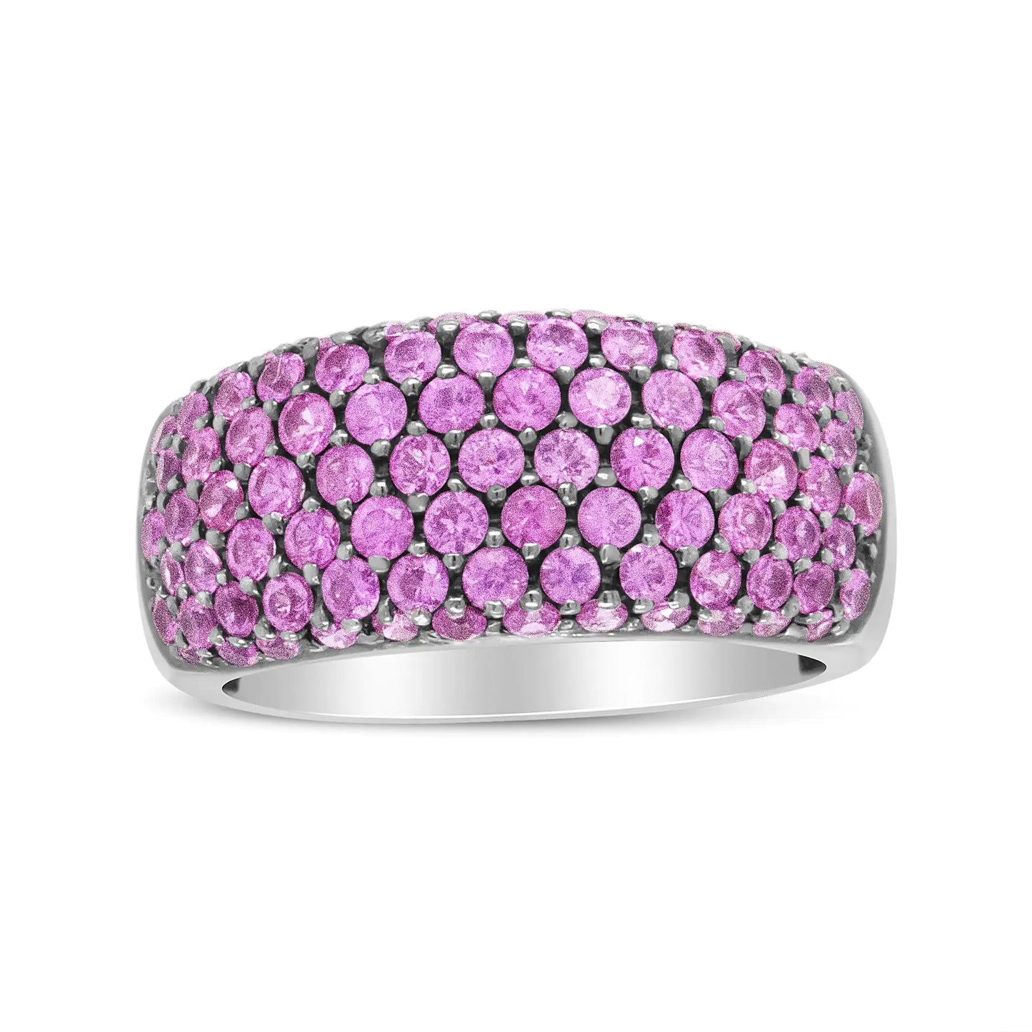 Jewelry - 18K White Gold and Black Rhodium Multi Row Pink Sapphire Classic Band Ring