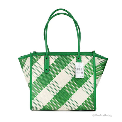 Kate Spade Ella Gingham 超大号草编单肩手提包