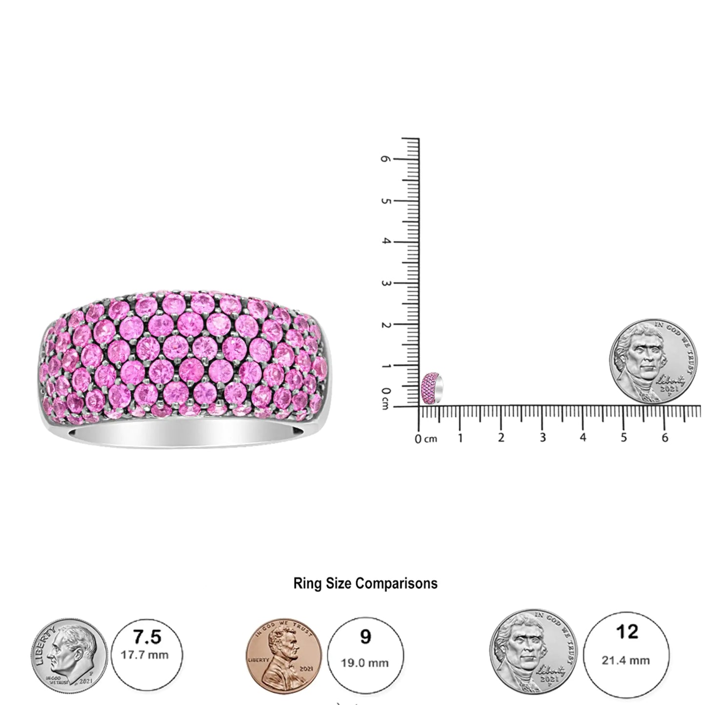 Jewelry - 18K White Gold and Black Rhodium Multi Row Pink Sapphire Classic Band Ring